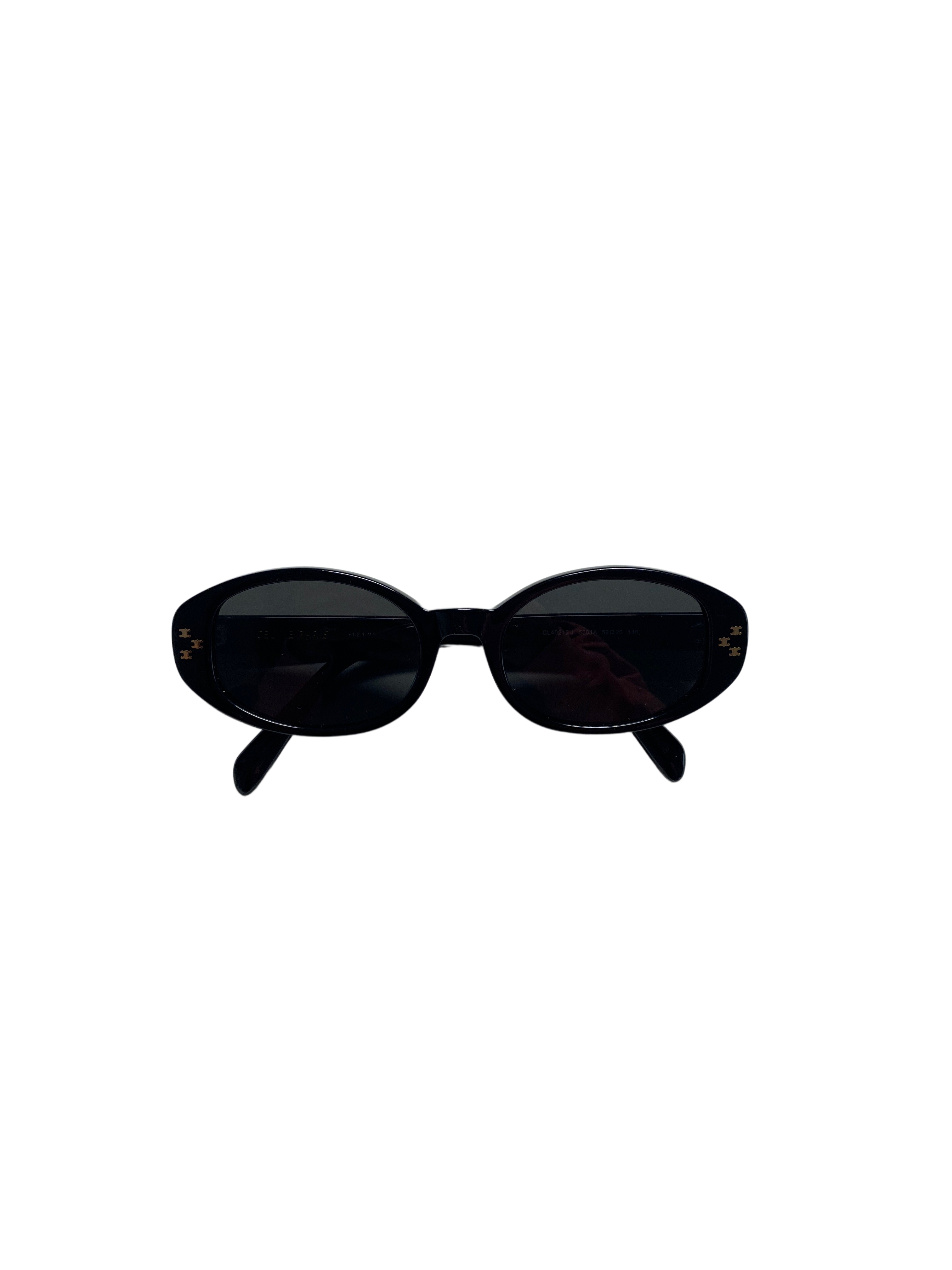 Celine Black Oval Sunglasses CELINE EYEWEAR Triomphe oval-frame acetate sunglasses | NET  main image 3