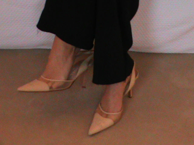 Chanel Beige Mesh Slingback Ribbon Heels, 40.5 – The