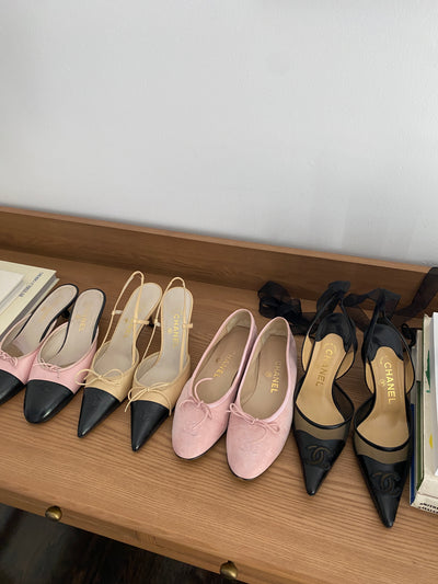 Chanel Leather Slingbacks, 37.5