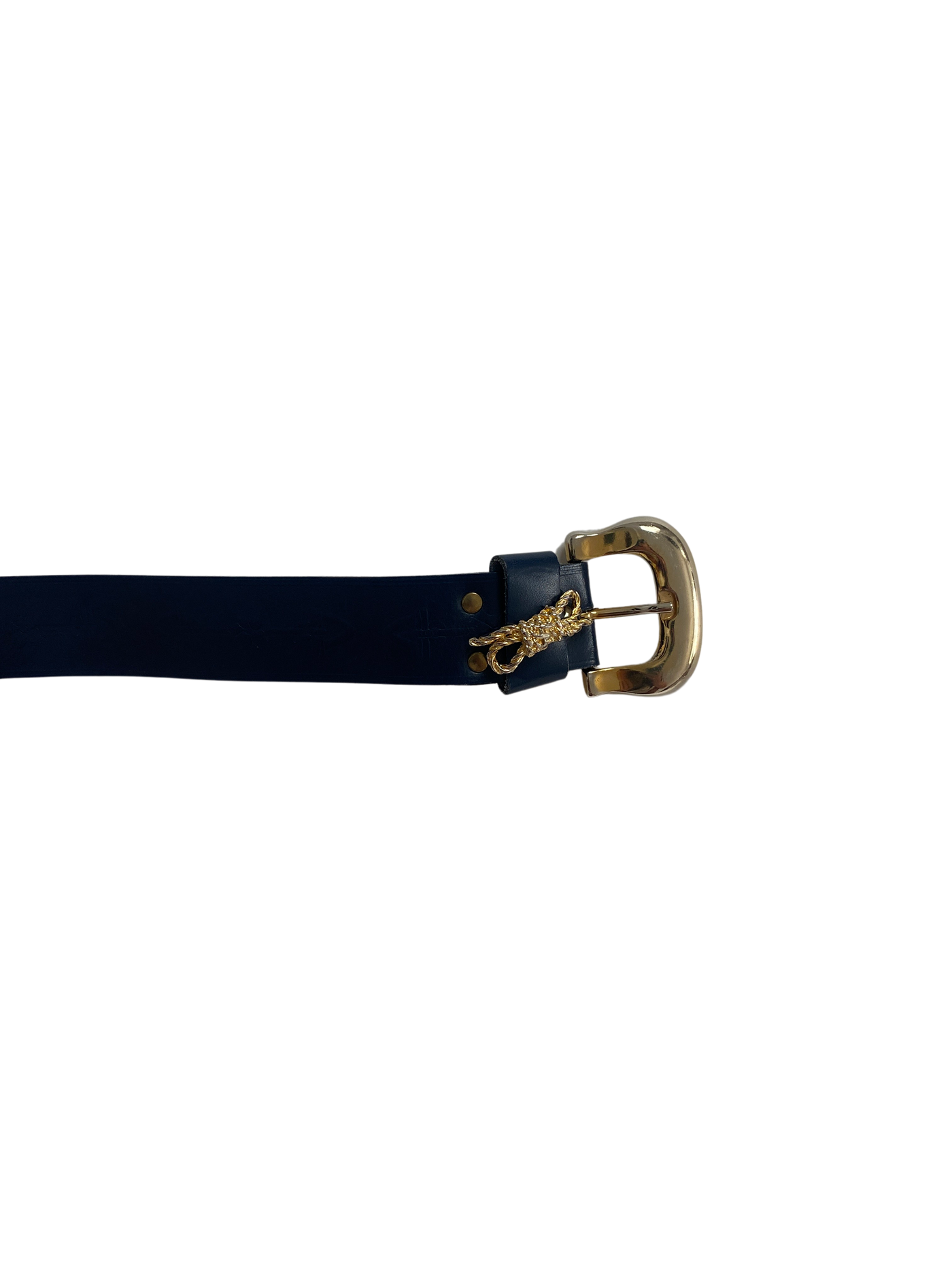 Navy Leather Bow Belt