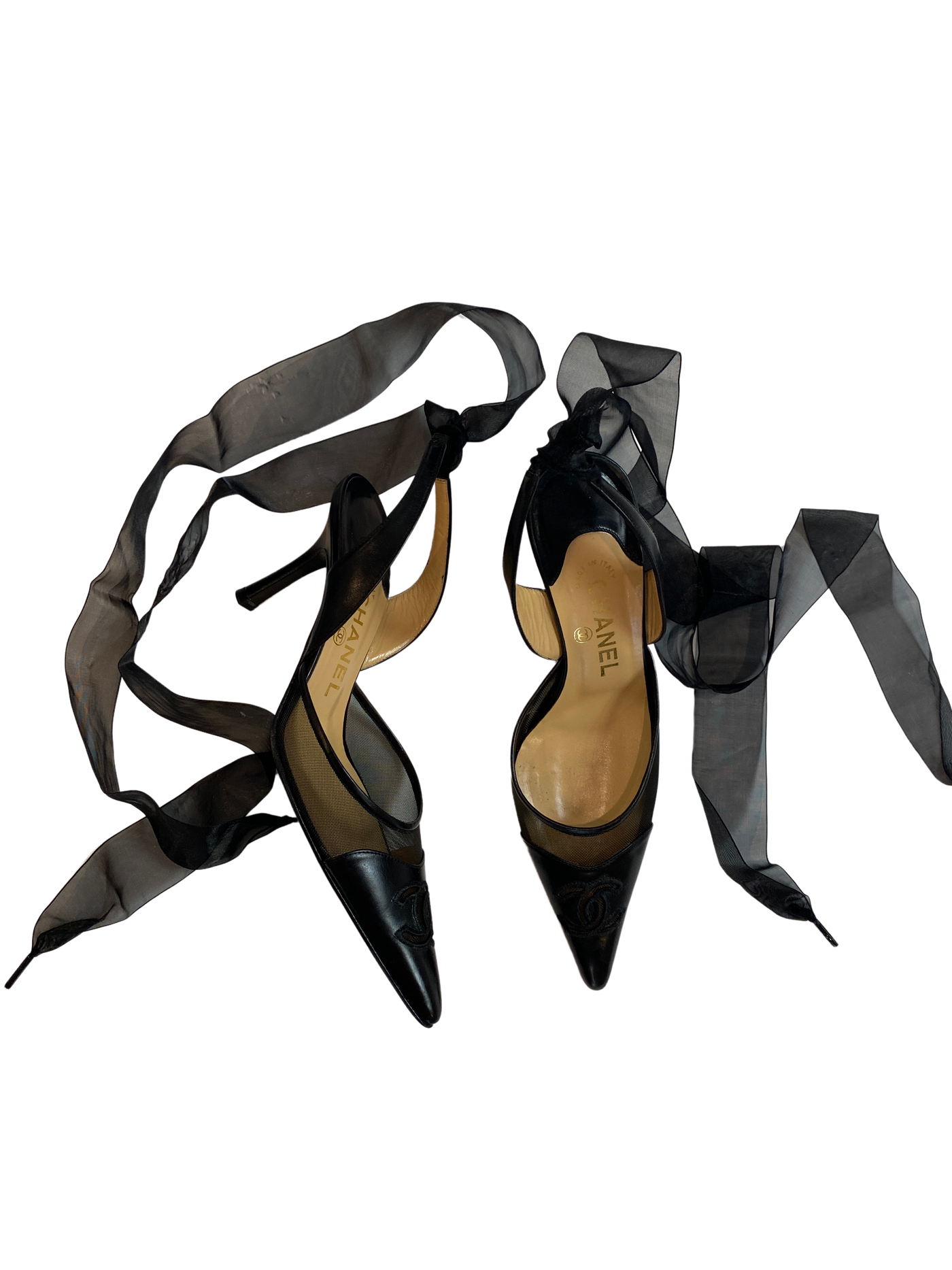 Chanel Leather Slingbacks, 37.5