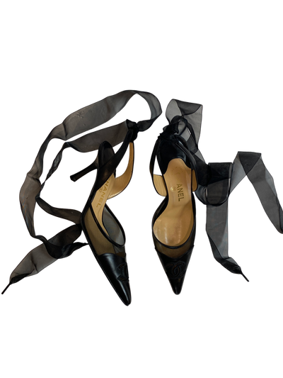 Chanel Leather Slingbacks, 37.5