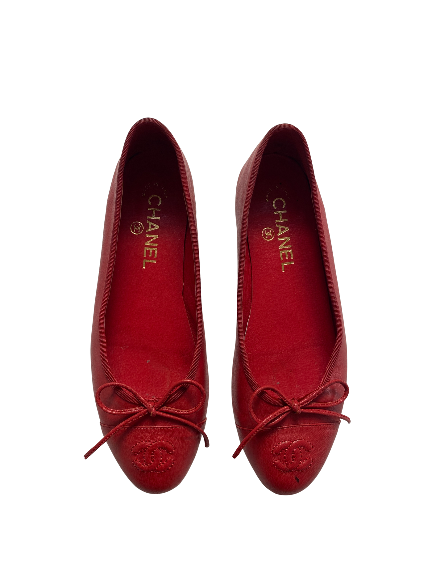 Chanel Red Ballet Flats, 37