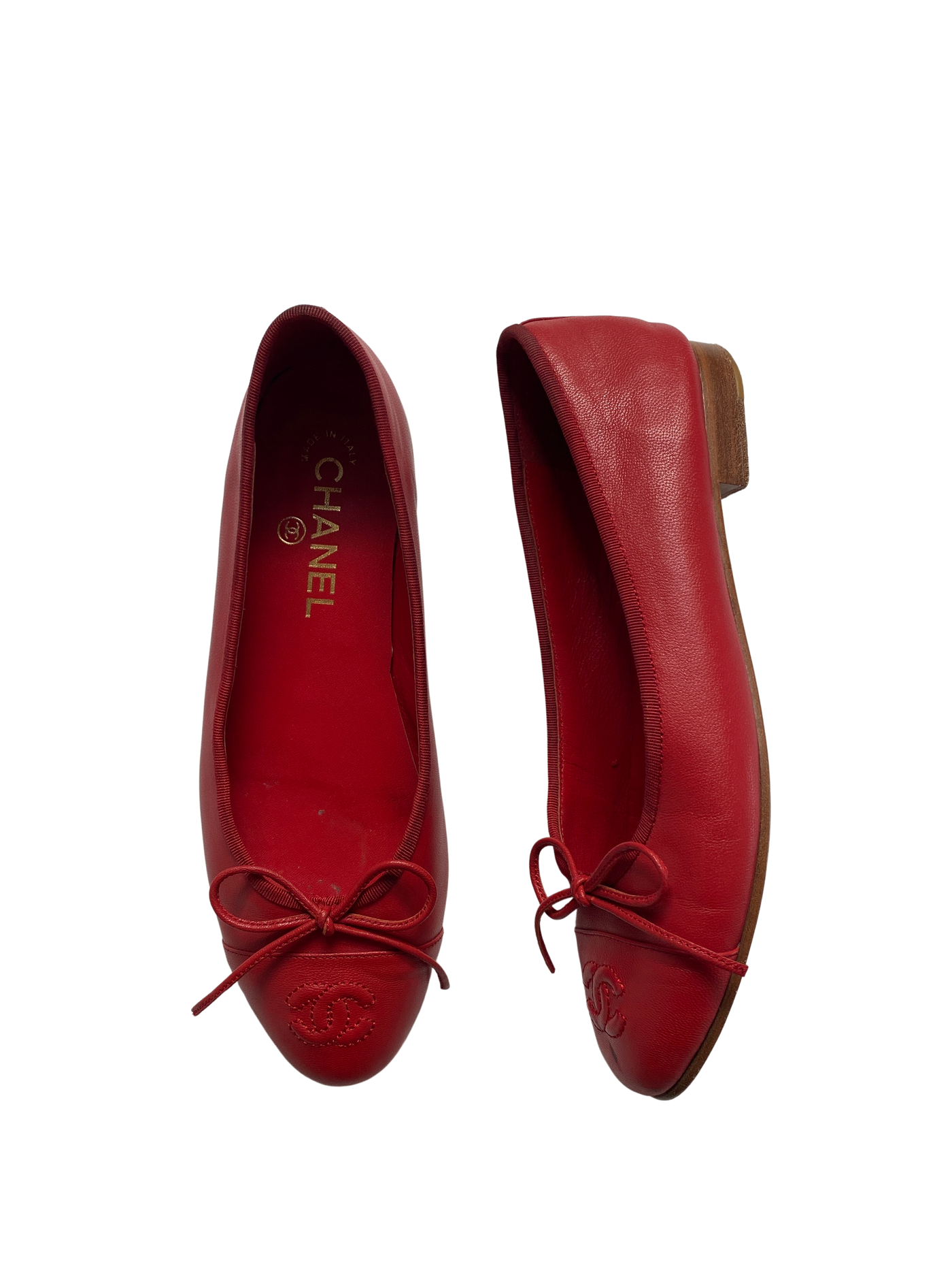 Chanel Red Ballet Flats, 37