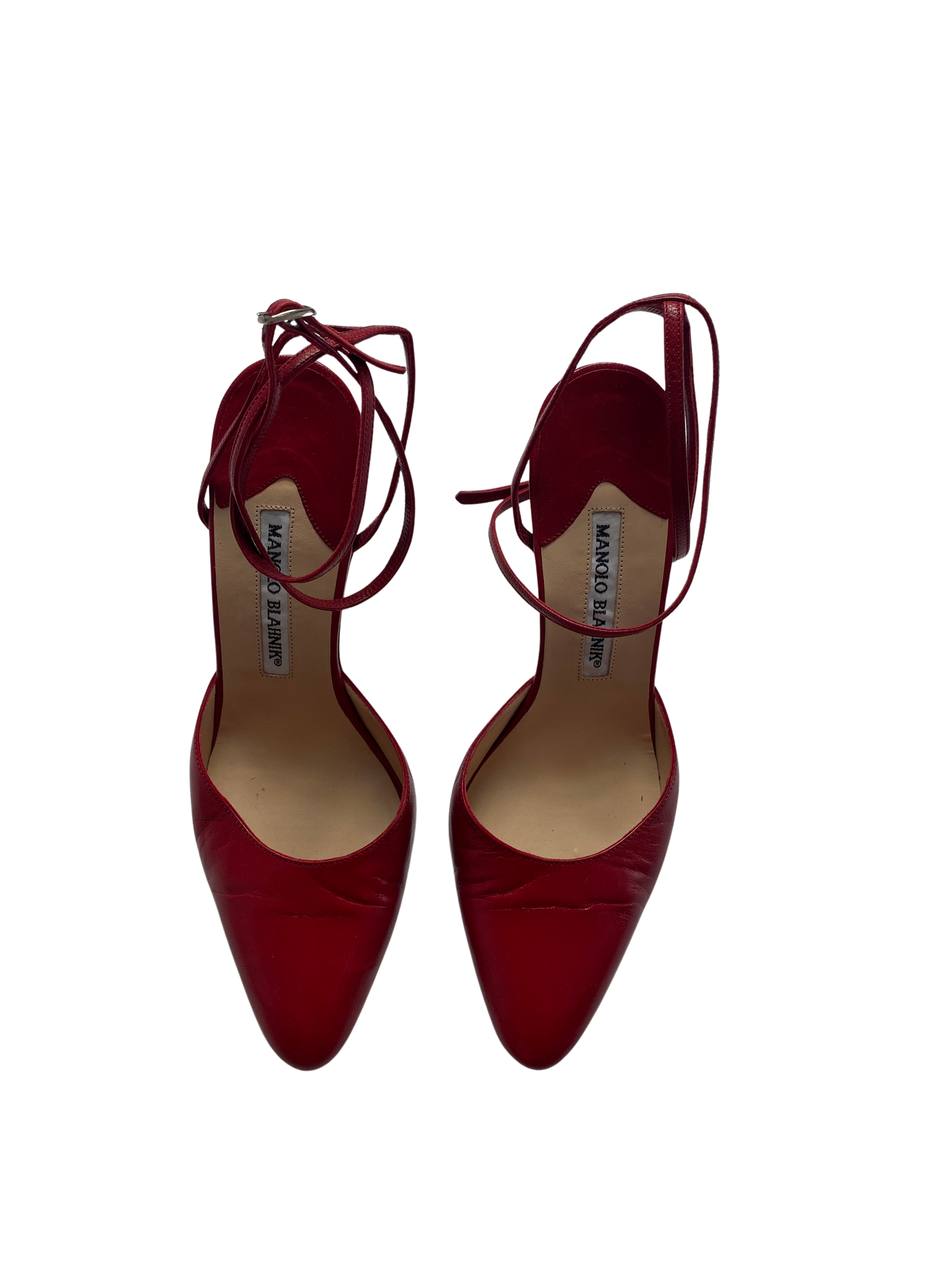 Manolo Blahnik Red Wrap Heels, 37