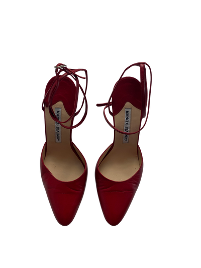 Manolo Blahnik Red Wrap Heels, 37