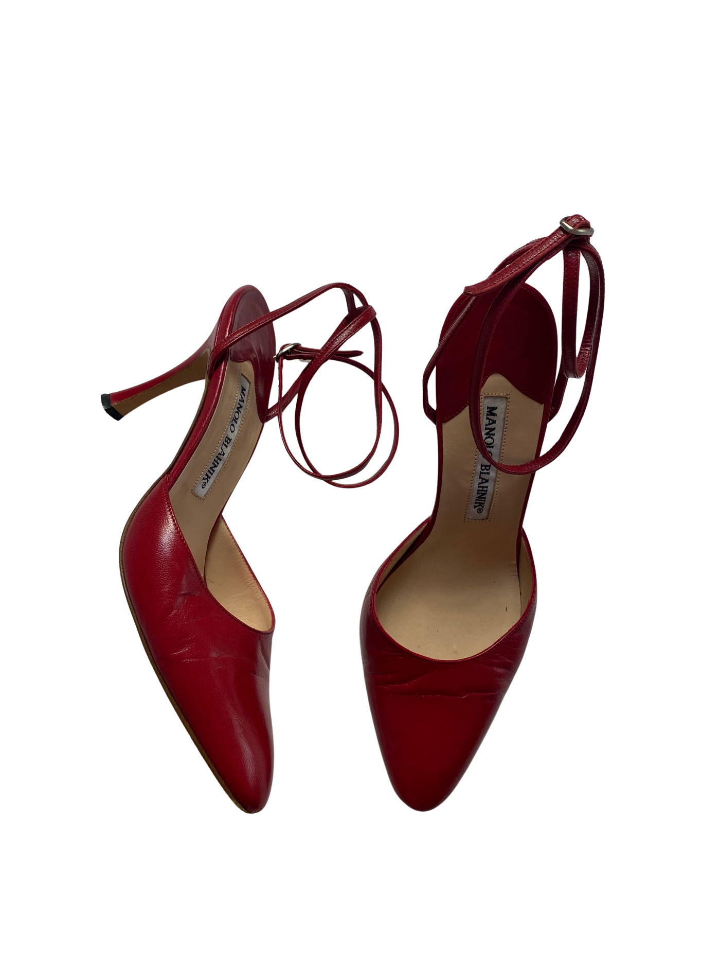 Manolo Blahnik Red Wrap Heels, 37