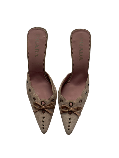 Prada Pink Eyelet Mules, 38