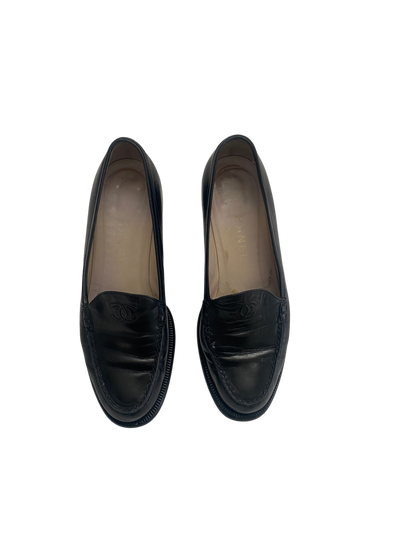 Chanel Black Loafers, 38.5