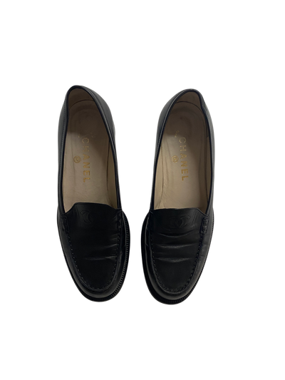 Chanel Black Loafers, 37.5