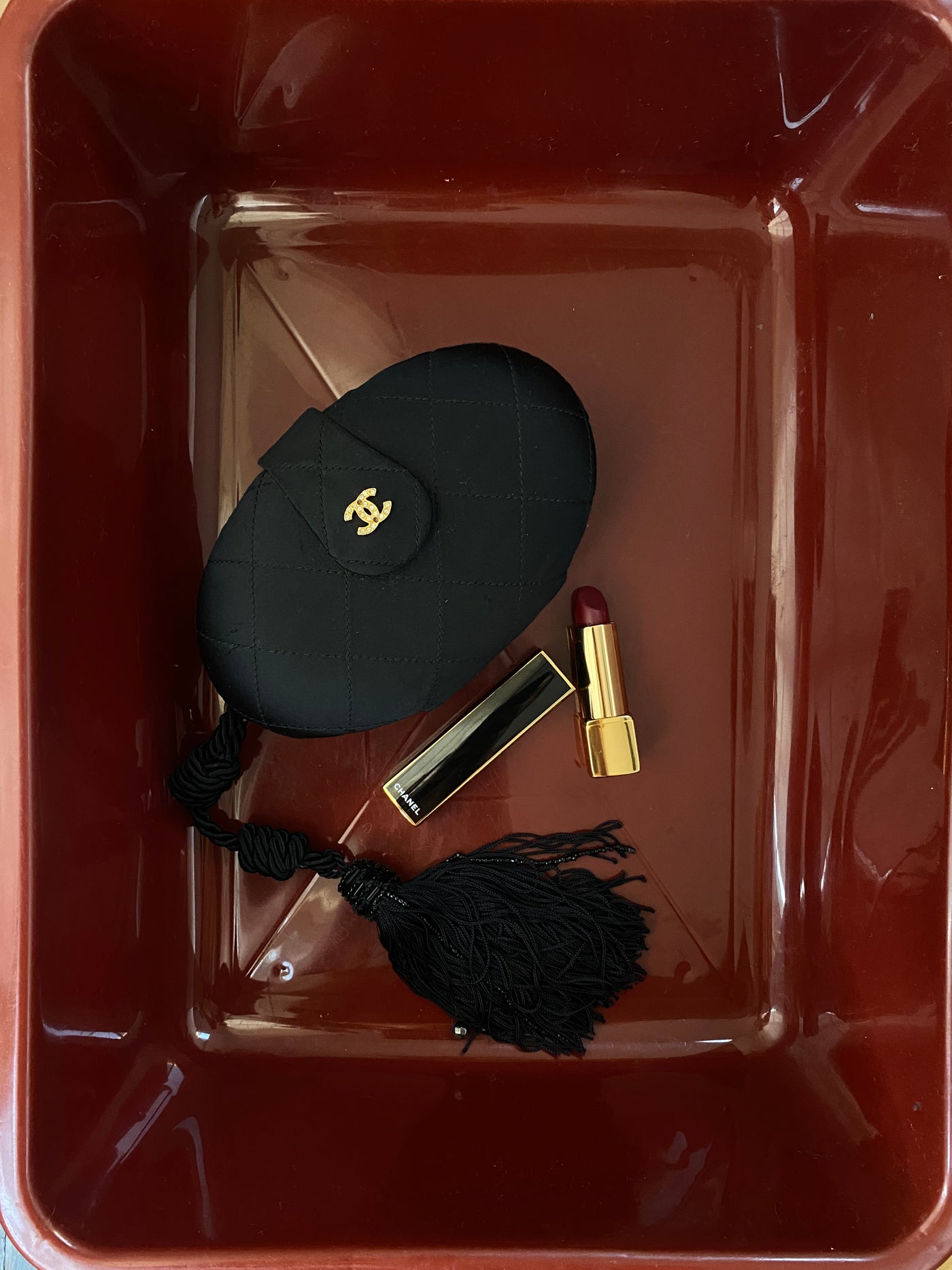 Chanel Satin Tassled Clutch