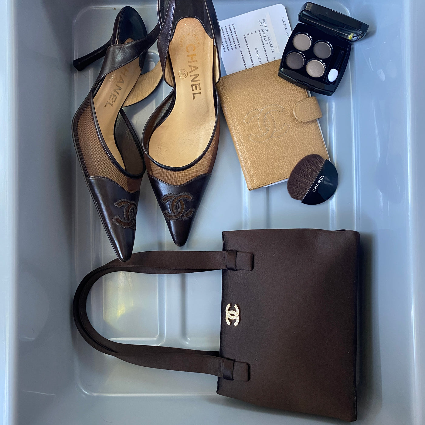 Chanel Mesh Chocolate Heels, 38