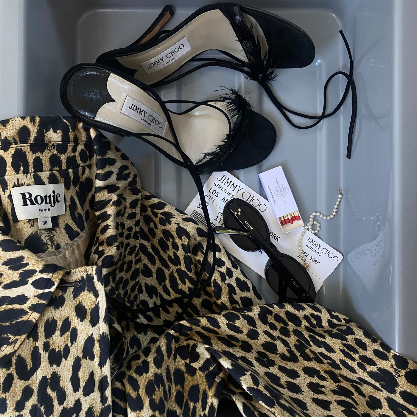 Jimmy Choo Feather Wrap Heels, 38