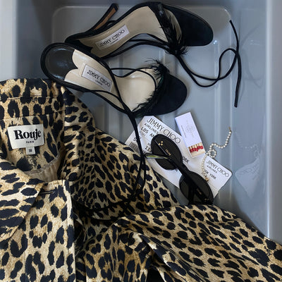 Jimmy Choo Feather Wrap Heels, 38