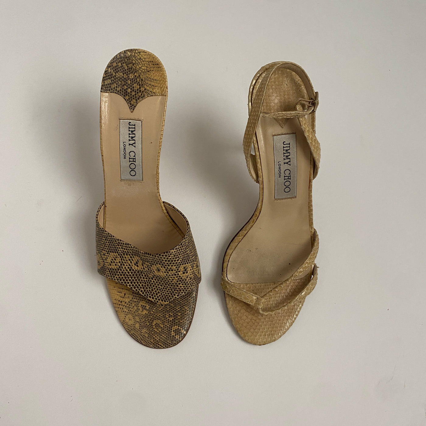 Jimmy Choo Snakeskin Mules, 40