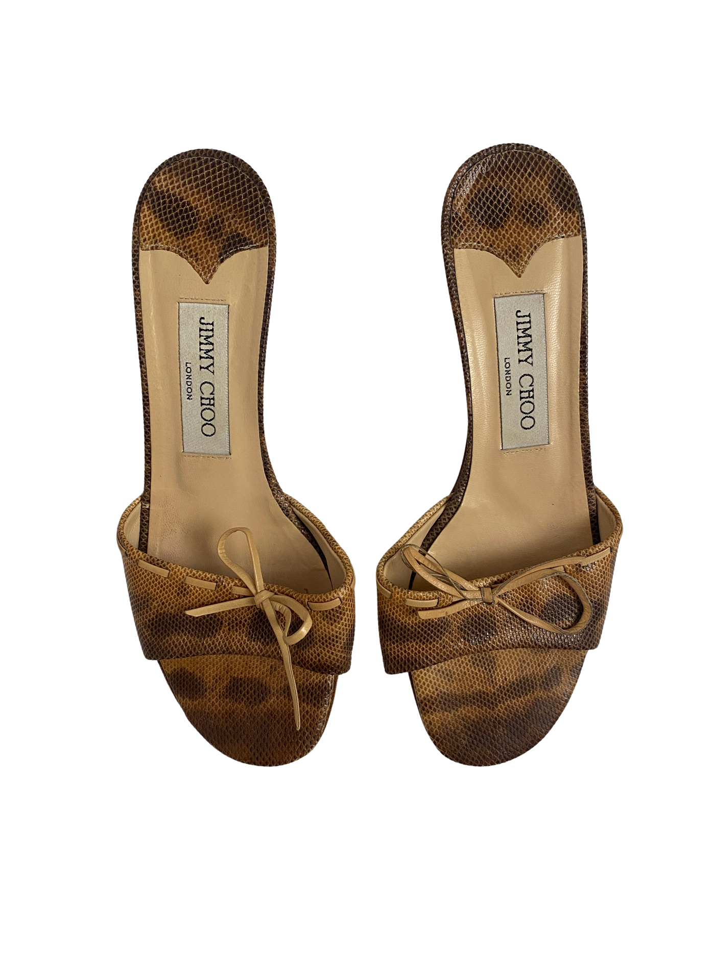 Jimmy Choo Snakeskin Bow Mules, 37