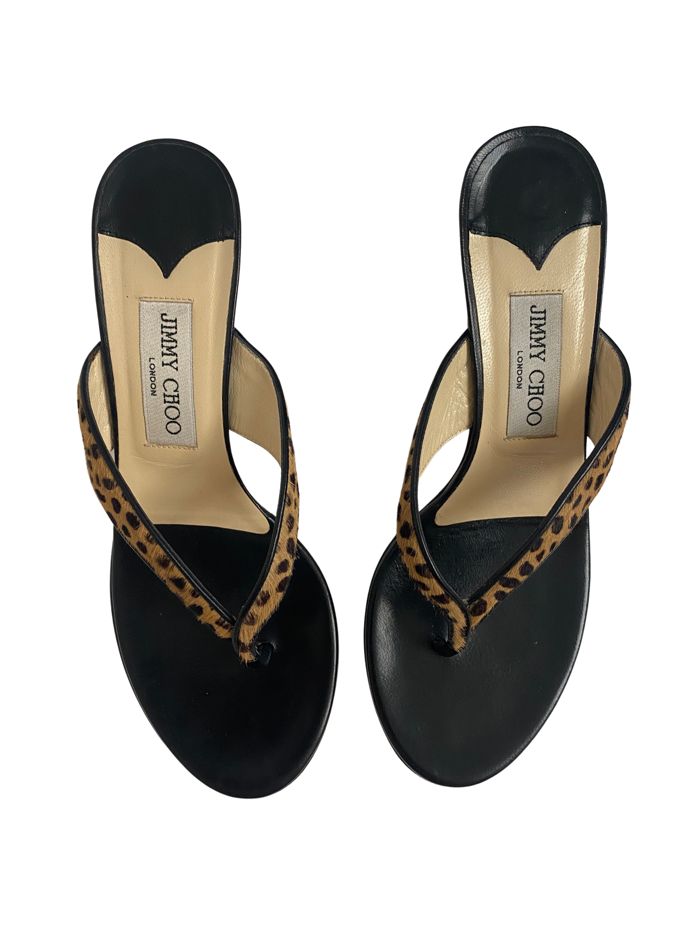 Jimmy Choo Leopard Thong Heels, 38.5