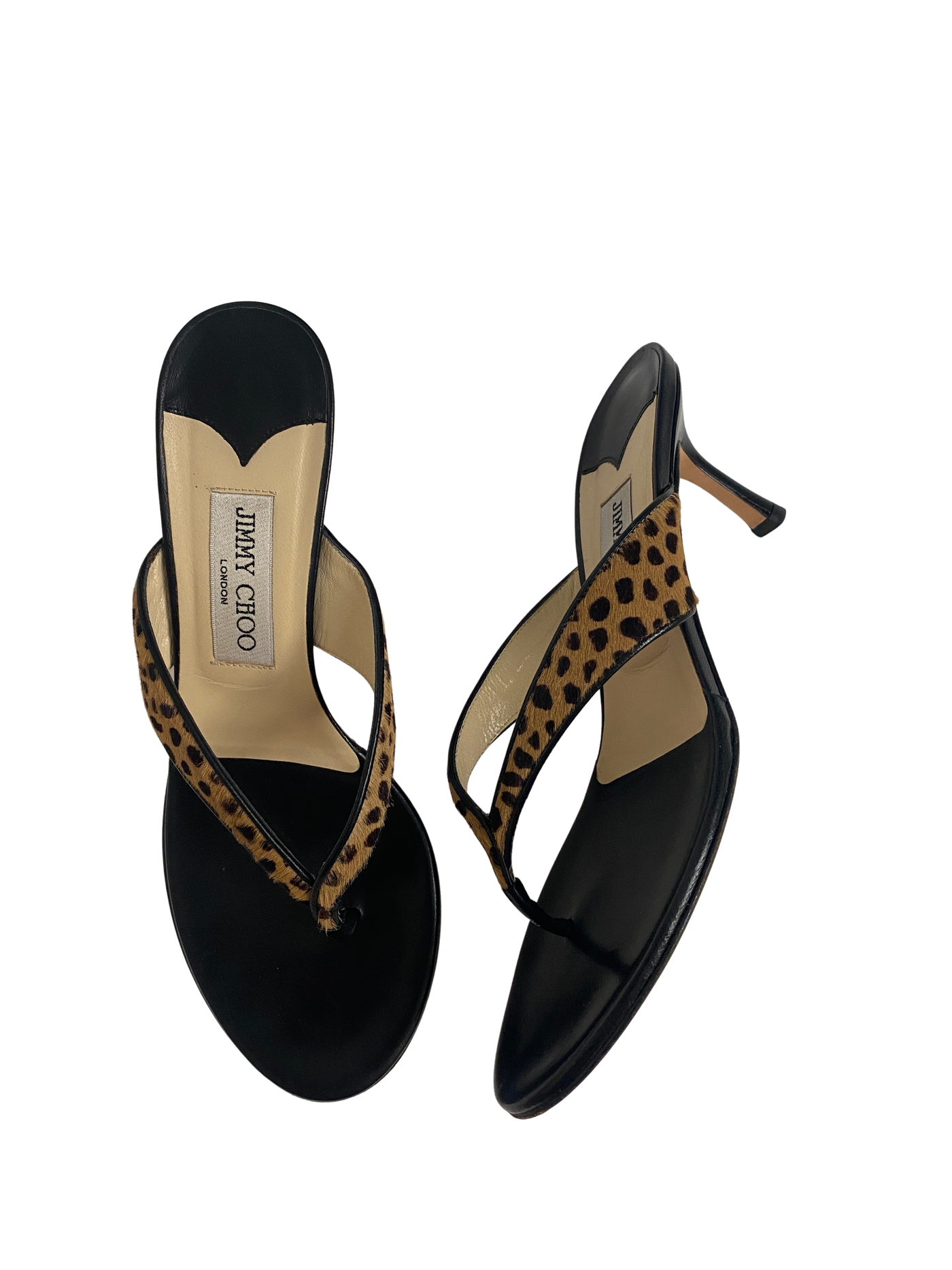 Jimmy Choo Leopard Thong Heels, 38.5