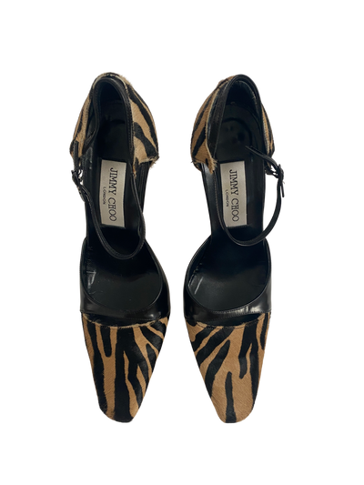 Jimmy Choo Zebra Ponyhair Mary Janes, 38