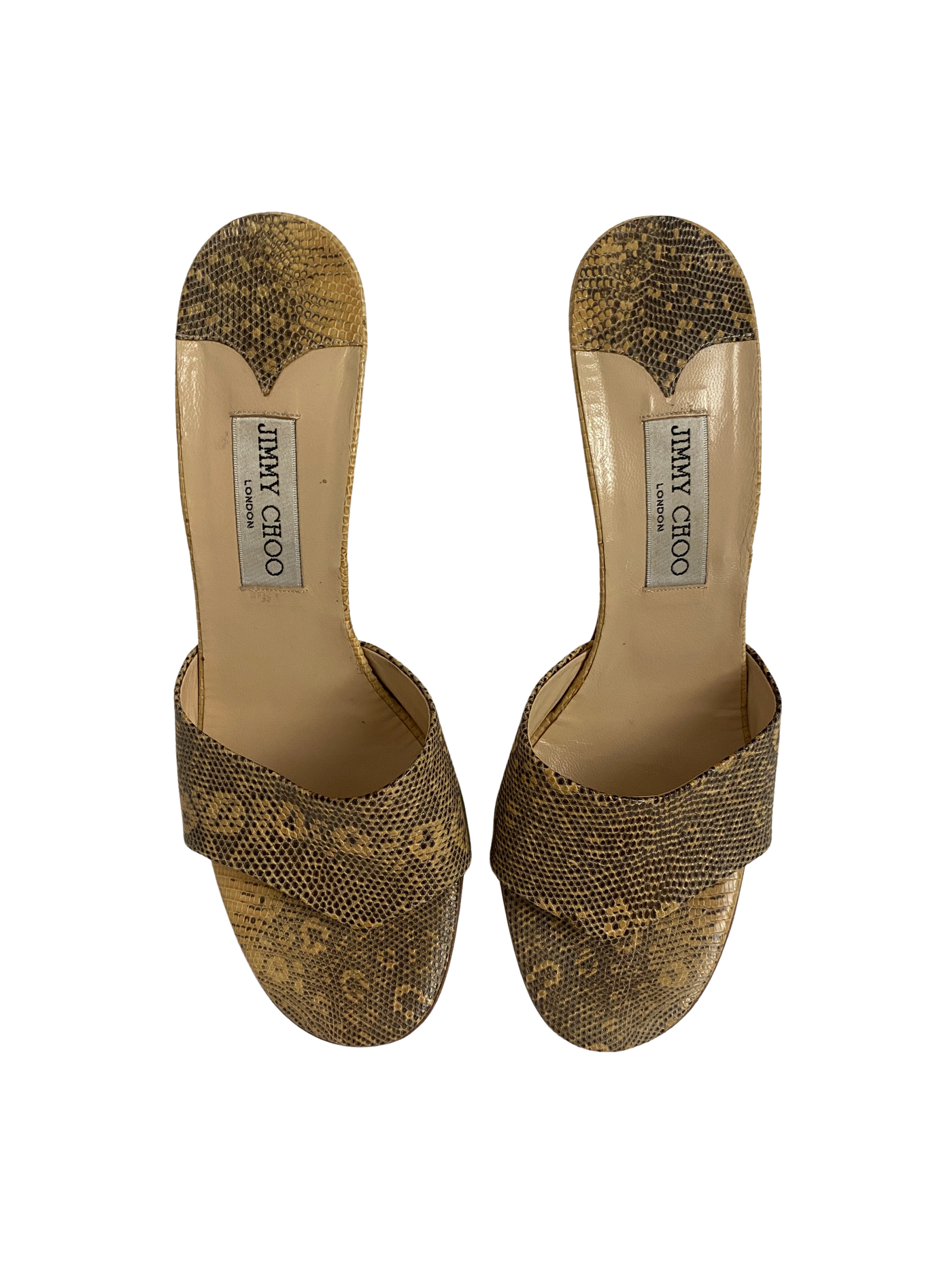Jimmy Choo Snakeskin Mules, 40