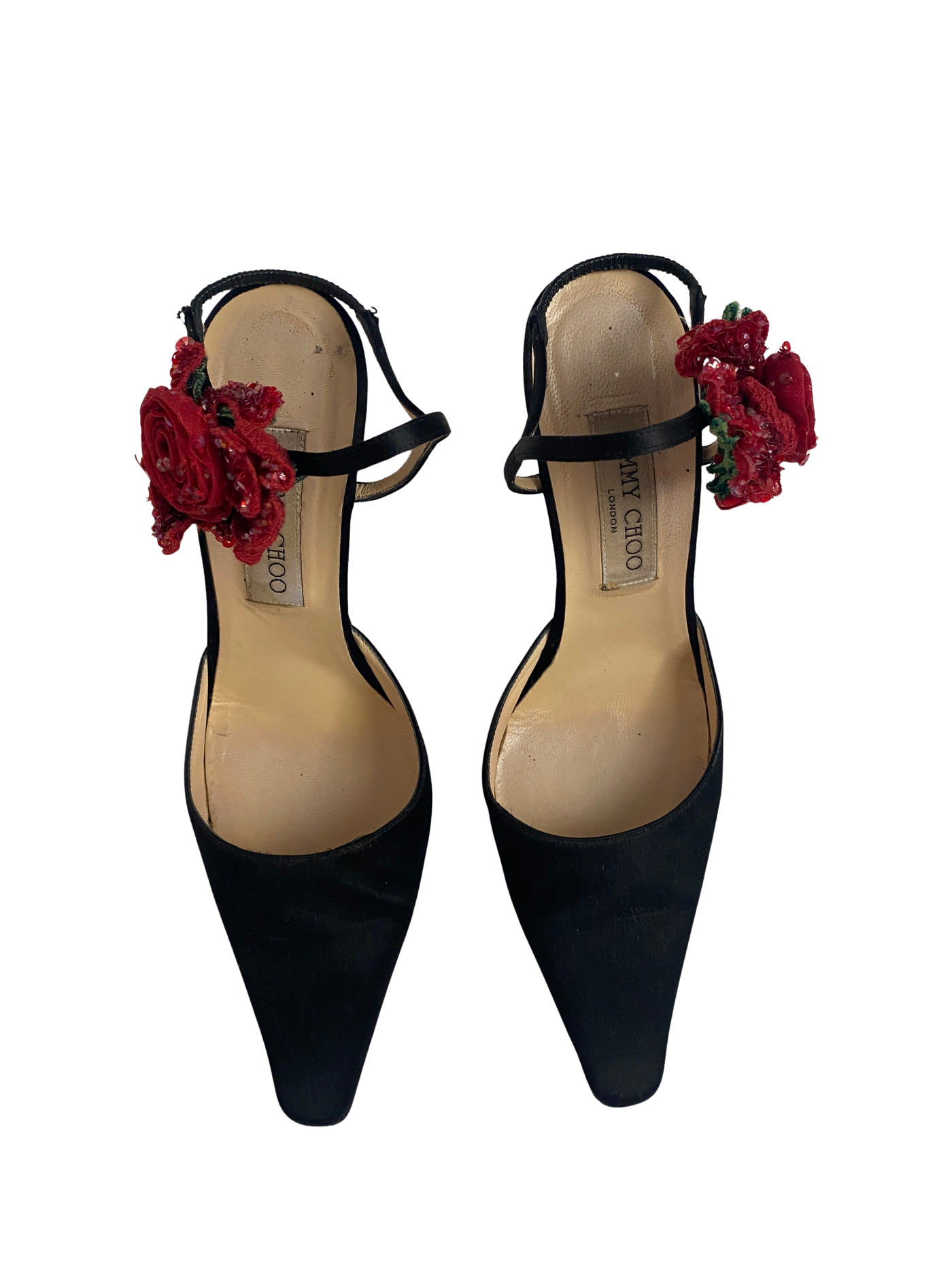 Jimmy Choo Satin Flower Heels, 37