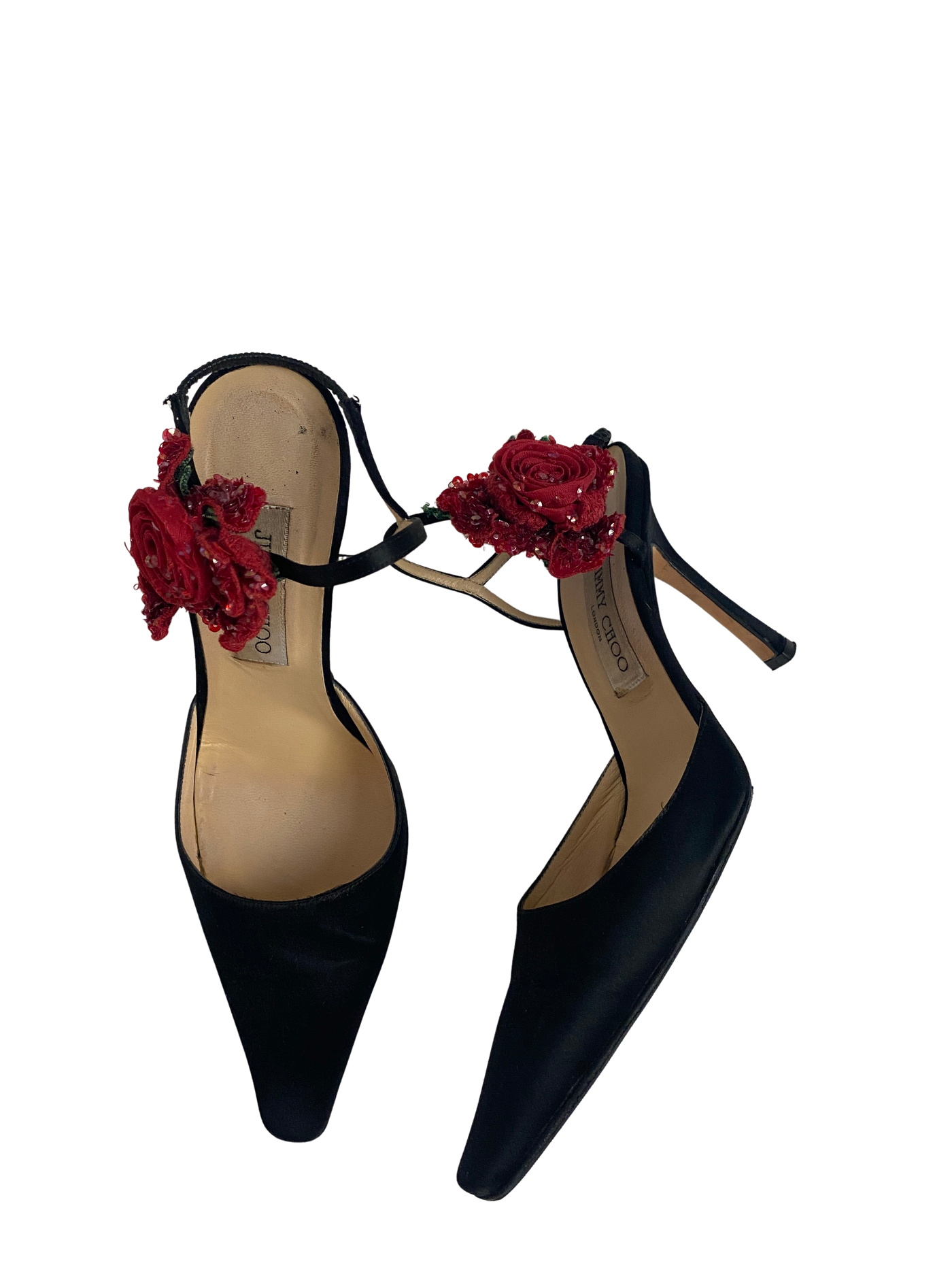 Jimmy Choo Satin Flower Heels, 37