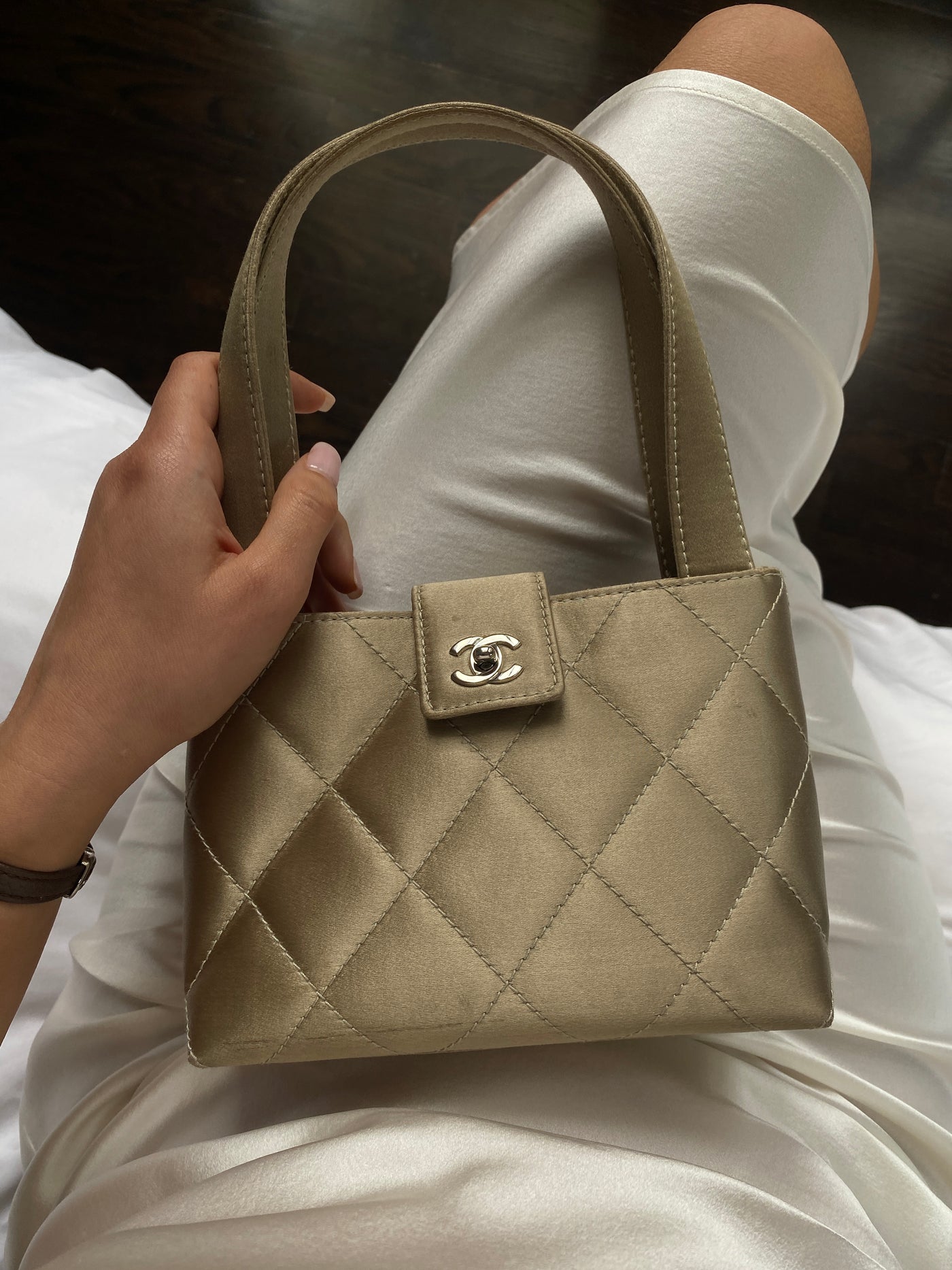 Chanel Satin Quilted Kelly Bag