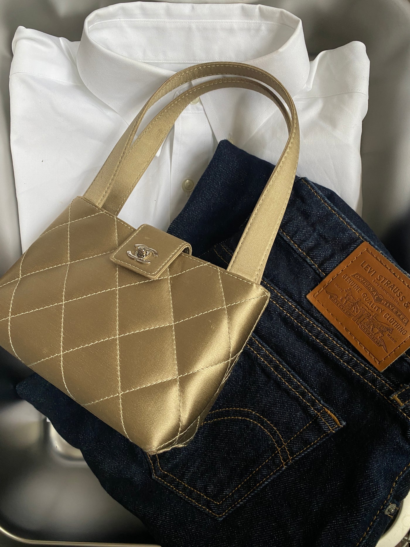 Chanel Satin Quilted Kelly Bag