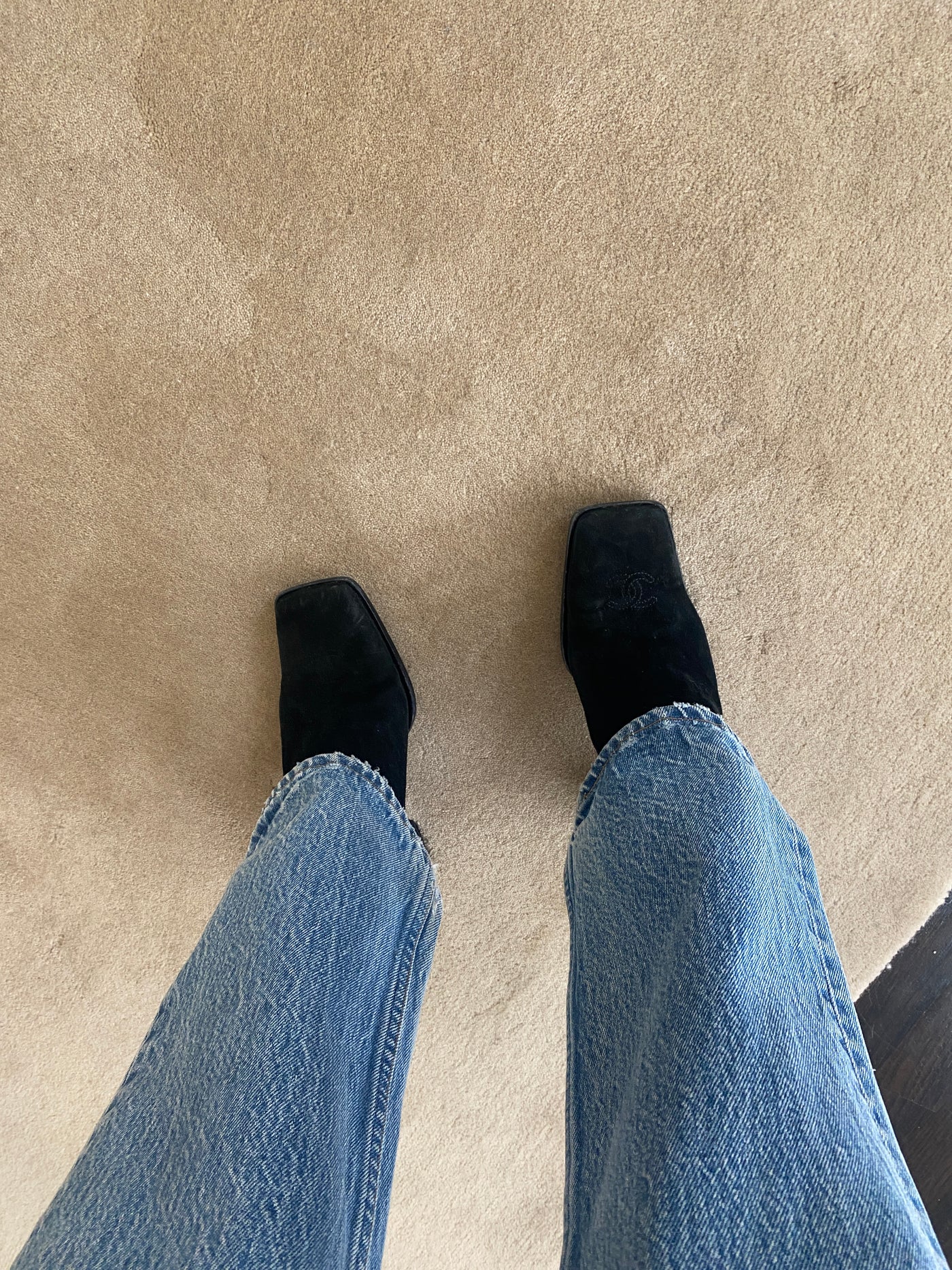Chanel Black Square Toe Mules, 38
