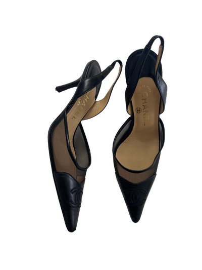 Chanel Leather Slingbacks, 37.5