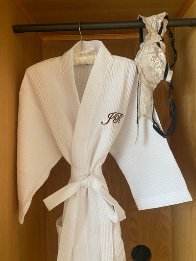Waffle Initialed Bathrobe