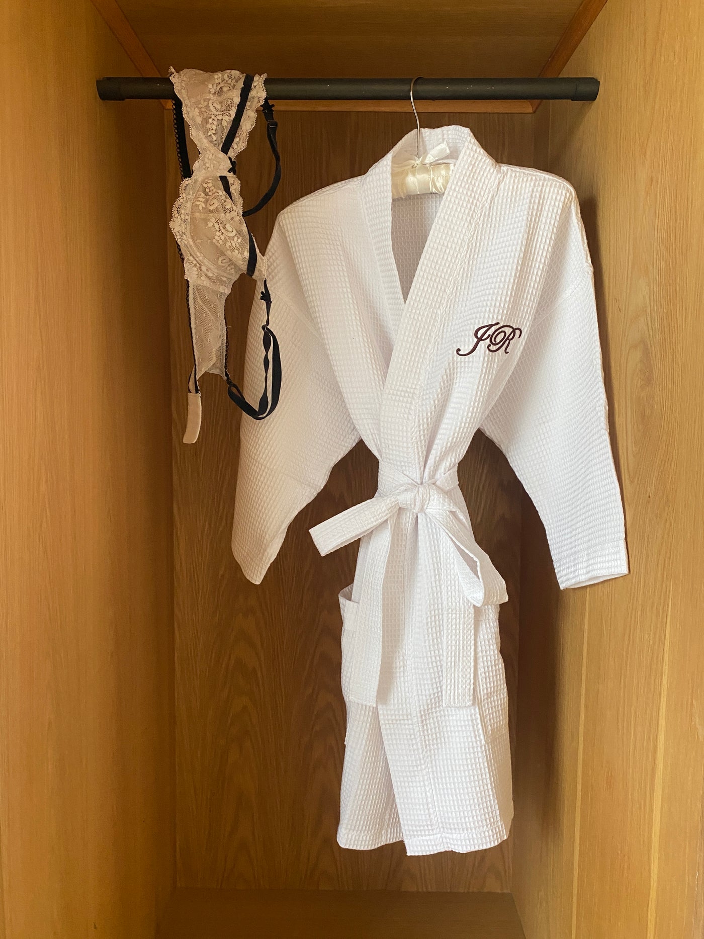Waffle Initialed Bathrobe