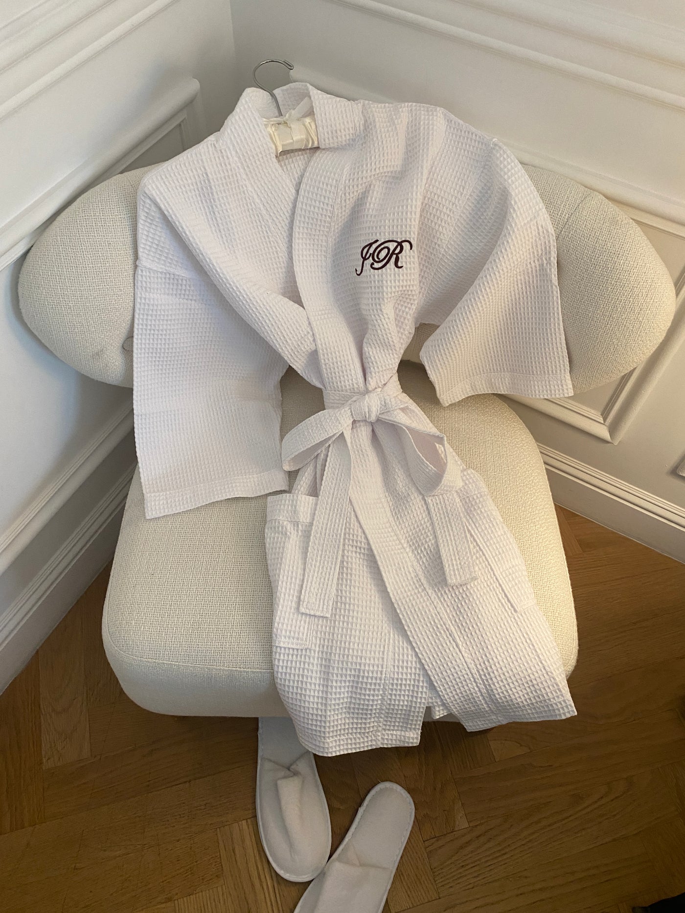 Waffle Initialed Bathrobe