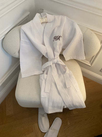 Waffle Initialed Bathrobe