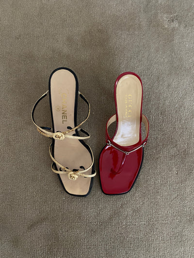 Gucci Red Horsebit Sandals, 36