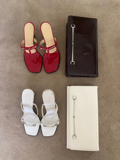 Gucci Red Horsebit Sandals, 36