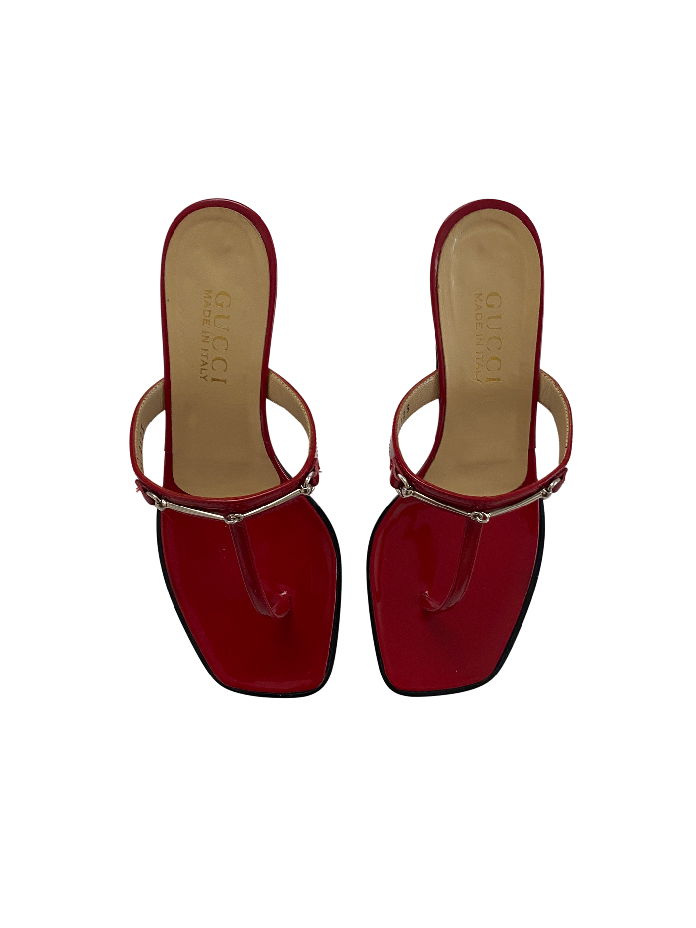 Gucci Red Horsebit Sandals, 36