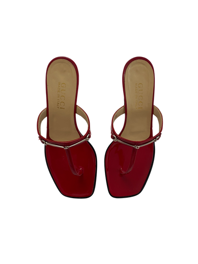 Gucci Red Horsebit Sandals, 36