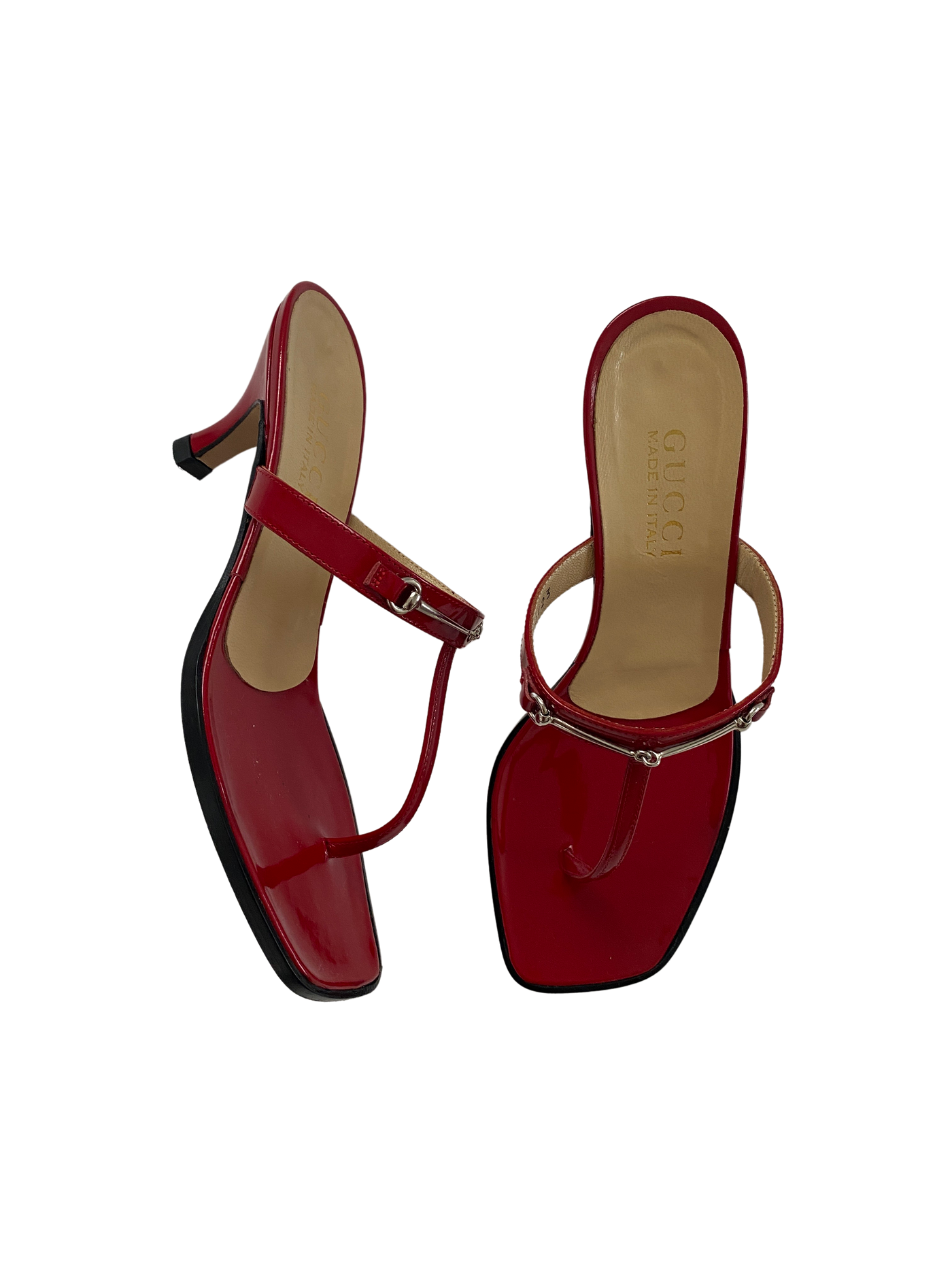 Gucci Red Horsebit Sandals, 36