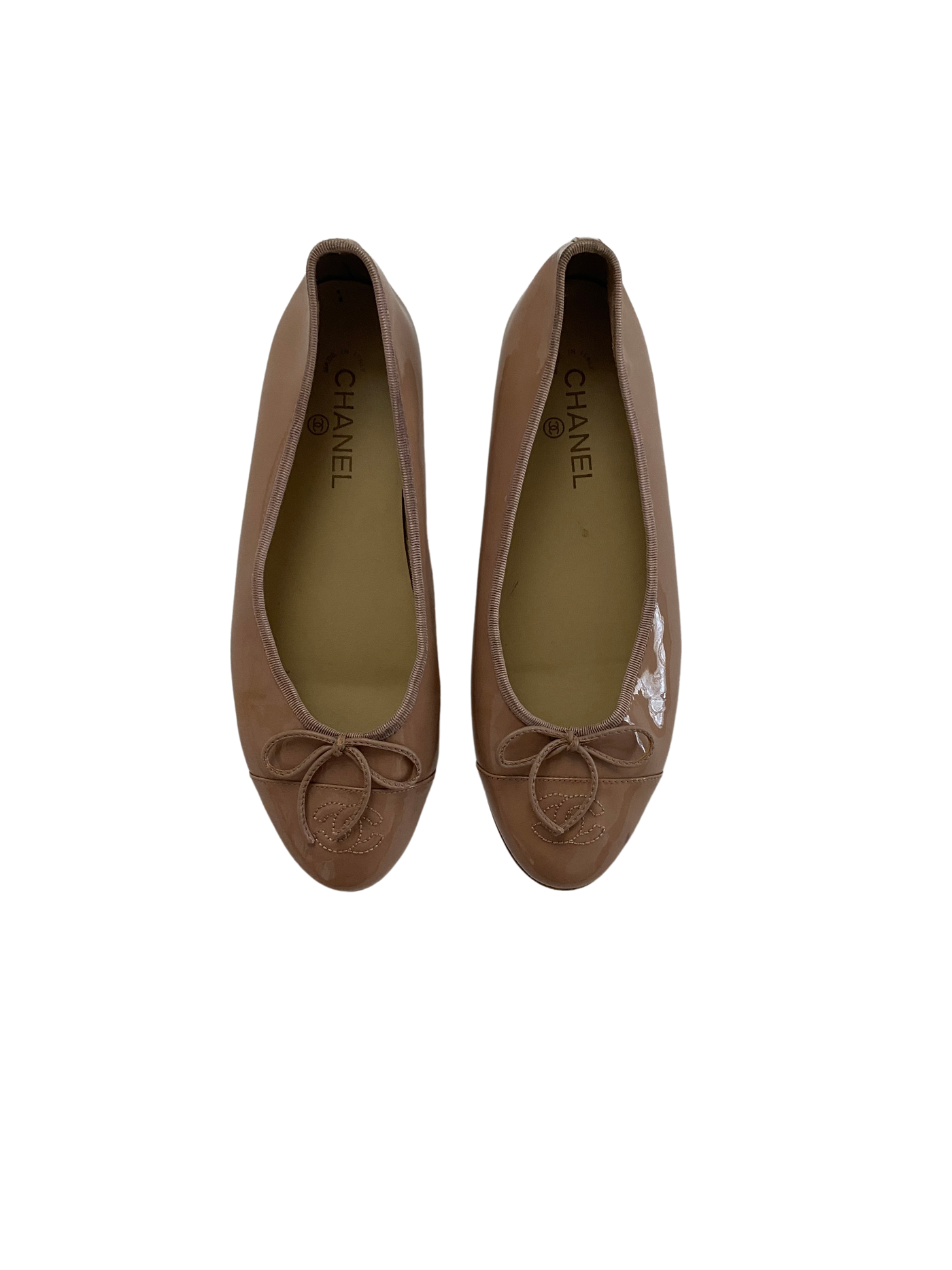 Chanel Pink Patent Flats, 36