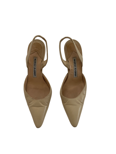 Manolo Beige Carolyn Heels, 36