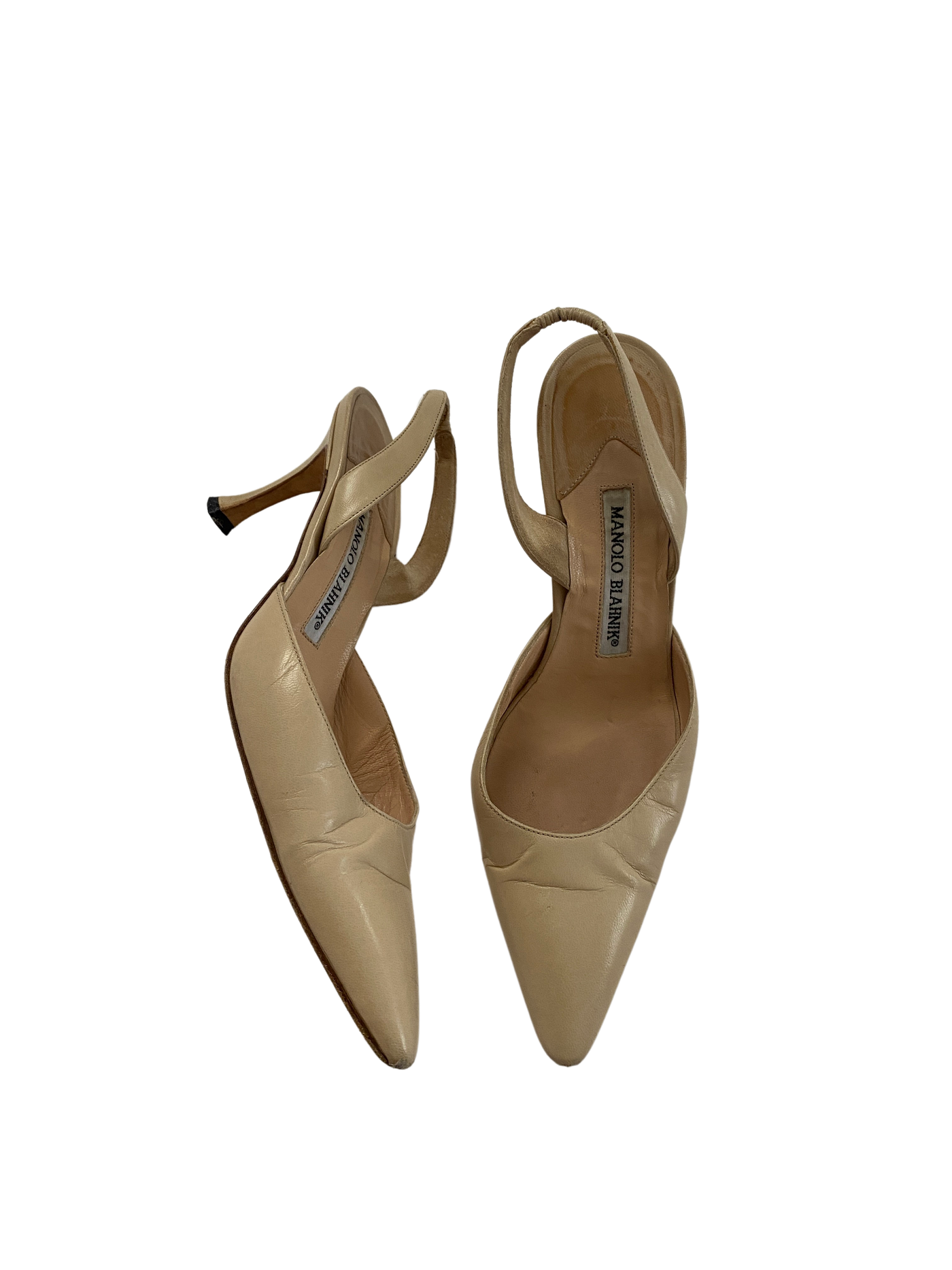 Manolo Beige Carolyn Heels, 36